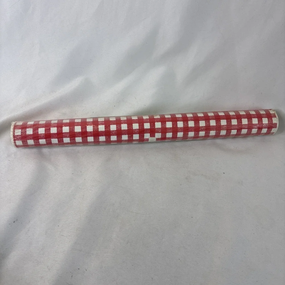Vtg Kwik Kover II Self Adhesive Plastic Contact Paper Gingham Red 288-9 NOS